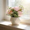 thumbnail image 4 of PONPRNGY Potted Peony Artificial Flowers Indoor Fake Plant Bathroom Accessories Decor, Faux Silk Flowers Arrangement in Vase Centerpieces for Tables Dresser Shelf Decor, 4 of 8