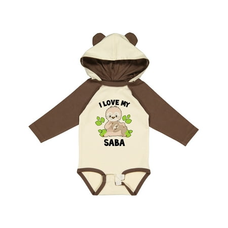 

Inktastic Cute Sloth I Love My Saba with Green Leaves Gift Baby Boy or Baby Girl Long Sleeve Bodysuit