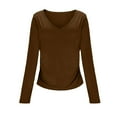 thumbnail image 4 of BLVB Long Sleeve Shirts for Women V Neck Jersey T Shirt Slim Fit Ruched Fall Casual Going out Tops Basic Tee Tunics Blouses, 4 of 7