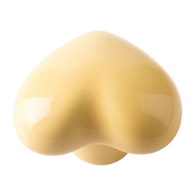 kurtrusly Cabinet Handle Heart Shape Solid Color Replacement Decorative Home Kitchen Bathroom Drawer Door Pull Knob Accessories Yellow 1Set