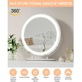 thumbnail image 6 of Garvee 19" Vanity Mirror with LED Lights, Round Makeup Mirror with 3-Color Touch Control, 360° Rotation, Tabletop & Wall-Mount Mirror for Bedroom, Bathroom & Dressing Room, White, 6 of 8