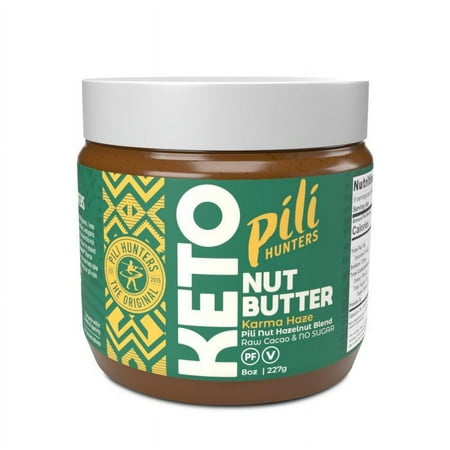Pili Hunters Hazelnut Blend Butter - Raw Cacao Flavor - Low-Carb, Sugar & Gluten-Free Snack - Made with Hazelnuts - Keto-Friendly - Perfect for Vegan Diets - 100% Natural Ingredients - 8 oz Jar