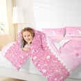 thumbnail image 3 of Castle Fairy Pink Glitter Letter A Twin Comforter Sets 3-Piece for Girls,Cartoon Bow Bedding Set,Pink Reversible, 3 of 6