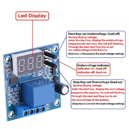

Fyydes Low Voltage Protection Board Module Under Voltage Switch LED Display Home Charge Control Repair Shop For Battery Protect
