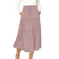 thumbnail image 2 of MOSHU High Waist Midi Skirt for Women A-Line Pleated Skirts with Pockets Flowy Dresses, 2 of 9