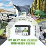 2PACK 12V 300Ah LiFePO4 Lithium Battery,TCBWORTH for RV,Solar,Marine,Caming,Home Energy Storage,off Grid,Built in 200A BMS,15000+ Deep Cycles