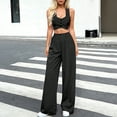 thumbnail image 4 of Travel Outfits for Women Summer Sleeveless Button Down Shirts and Wide Leg Pants Womens Sets 2 Piece Outfits, 4 of 7