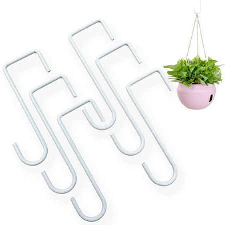 

Opolski 6Pcs White Steel Hangers Indoor Flower Baskets Outdoor Fence Gardening Hooks