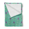 thumbnail image 2 of Floral Soft Flannel Fleece Throw Blanket, Rhythmic Oriental Flowers Tulips Ottoman Style Pattern, Cozy Plush for Indoor and Outdoor Use, 50" x 70", Sea Green Purple, by Ambesonne, 2 of 5