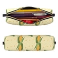 thumbnail image 2 of Rateoe Yellow Corn Print Leather Pencil Case with Smooth Zipper, Compact Storage for Writing Tools & Art Supplies, 8.26" x 1.96" x 2.16", 2 of 7