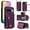 Deep Purple, variant on Furiet Wallet Case for Google Pixel 10/10 Pro 5G with Tempered Glass Screen Protector Slim Flip Purse Shoulder Strap, Luxury PU Leather Card Holder Stand Phone Cover for Pixel10 10Pro Ten Deep Purple