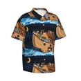 thumbnail image 3 of Xecao Ocean Scene with Noah's Ark print Hawaiian shirt - a stylish short-sleeve button-down for men, perfect for casual beach and tropical outings., 3 of 9