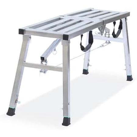 Work Platform Adjustable Height Steel Portable Scaffolding Platform 350 LBS Load Capacity 39''X12 Folding Step Ladder Drywall Painting Stool (39inch)