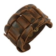thumbnail image 2 of Ayyufe Retro Weave Leather Wristband Snaps Fastener Bracelet Men's, 2 of 7