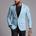 thumbnail image 3 of Mwjwdo Suit Jacket for Men Big and Tall Business Casual Lightweight Sport Coats Open Front One Button Slim Fit Blazer Jackets Sky Blue L, 3 of 4