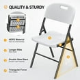 thumbnail image 4 of VINGLI Folding Chairs, Heavy Duty Chair Portable HDPE Plastic Seat with Steel Frame for Outdoor Use, White, 2 Pack, 4 of 8