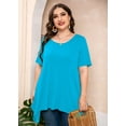 thumbnail image 5 of SHOWMALL Plus Size Blouse for Women Summer Tunic Tops Short Sleeve Sky Blue 3X Swing Tee Crewneck Clothes Flowy Shirt for Leggings, 5 of 8