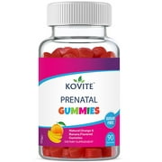 Kovite Kosher Prenatal Multi Vitamin with Zinc + DHA Gummies - Natural Orange and Banana Flavor - 90 Gummies