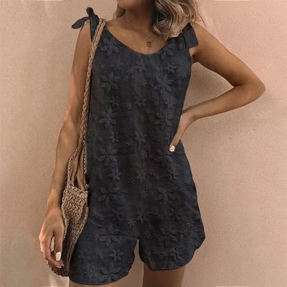 Vedolay Jumpsuits For Women Women's Summer Casual Strapless Wide Leg Jumpsuits,Black M