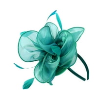 Eosunjian Cocktail Tea Party Women Headwear Fascinators Hat Feather Floral Mesh Hair Clip (Green)