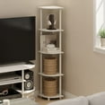 thumbnail image 2 of Furinno Turn-N-Tube Toolless Assembly Corner Shelf, 5-Tier White Corner Bookshelf, Open Storage Shelves, for Organization and Storage, Living Room, Home Office, Bedroom, Plain White, 2 of 4