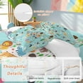 thumbnail image 2 of Cute Teal Bedding Duvet Cover Set Full Size 4 Pieces Cartoon Animal Map Bird Bear Octopus Bunny Whale Bedding Set with Zipper Closure, 1 Comforter Cover 86x86 Inches 1 Flat Sheet & 2 Pillow Cases, 2 of 7