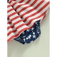 thumbnail image 6 of Coduop Baby Girl Ruffled Short Sleeve Stars Stripes Dress Jumpsuit Headband Independence Day Set, 6 of 7