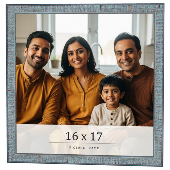 16x17 Frame Blue Scuffed Farm Board Solid Wood Picture Frame Width 0.75 Inches | Interior Depth 0.5