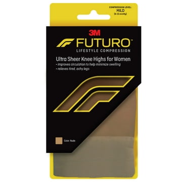 FUTURO Women's Compression Knee Highs, Medium, Nude, Mild Compression