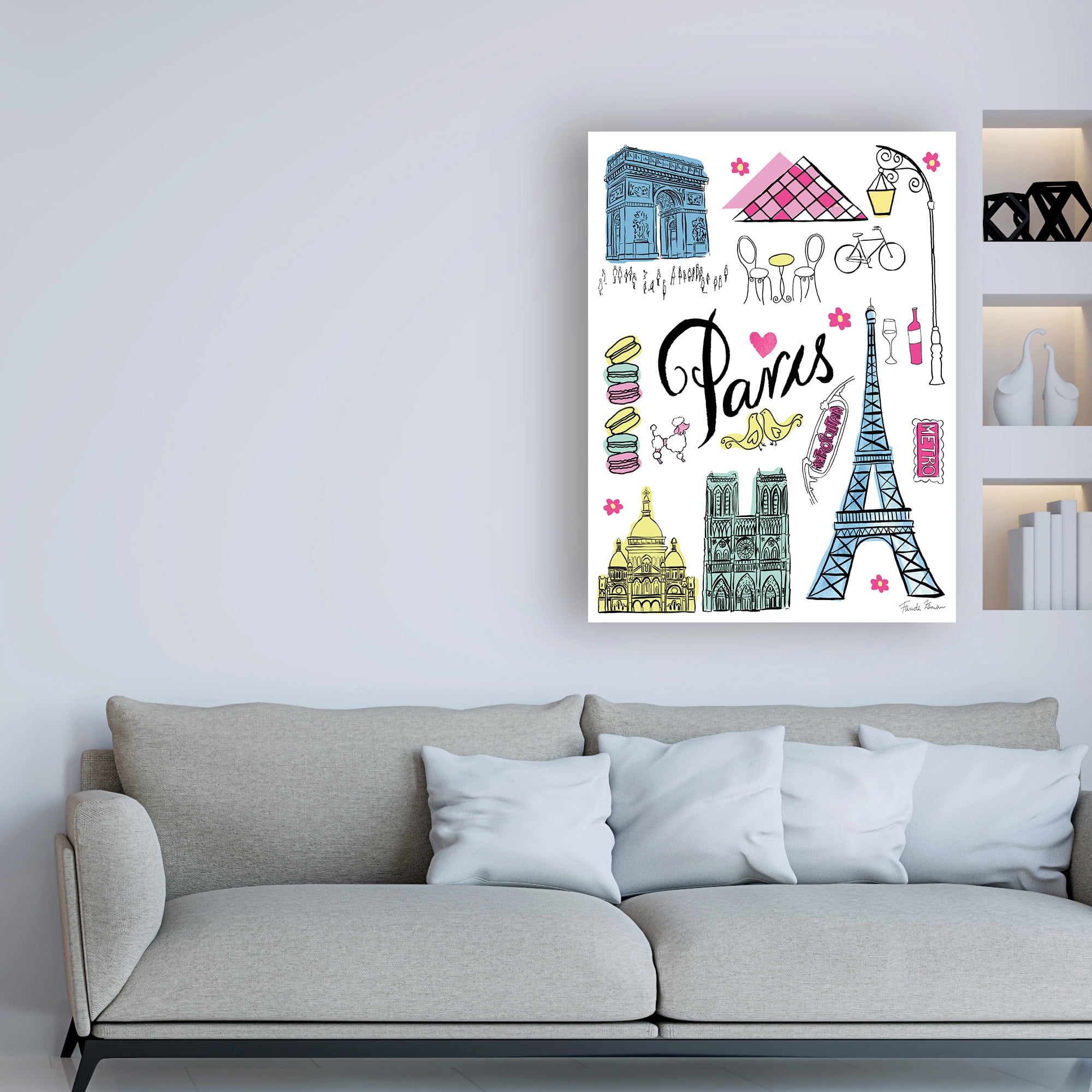 Trademark Fine Art 'Travel Paris White' Canvas Art by Farida Zaman