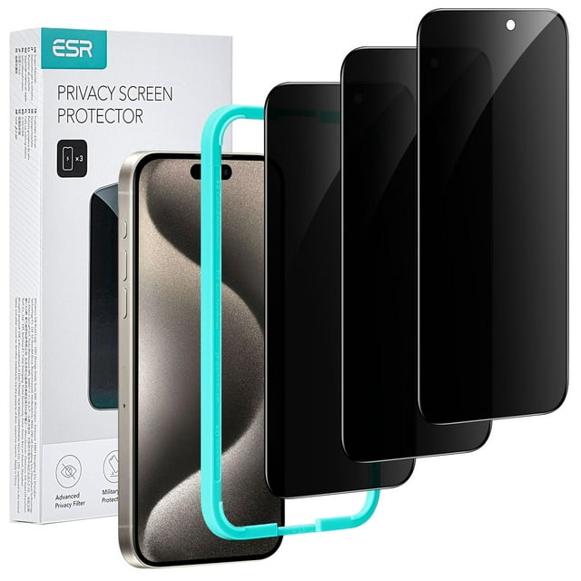 Protector de pantalla de privacidad ESR para iPhone 15 Pro Max (paquete de 3)