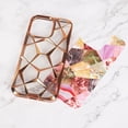 thumbnail image 3 of Compatible with iPhone 15 Plus Shiny Plating Marble Case with Detachable Glitter Paper for Women Men Fashion Luxury Electroplated Soft TPU Camera Protection Shockproof Phone Cover, Gold, 3 of 12