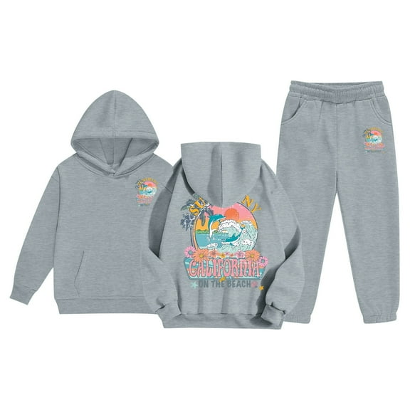 LUOGENLI Girl Sweatshirt Size 6/7 Sweatshirt Girls Kids Boys Kids Hooded Tracksuit Unisex Two Piece Outfits Hoodie Sweatshirt Sweatpants Set Girls Sweatshirt Set with Pants Grey Size 6-7 Years