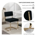 thumbnail image 6 of Black Modern Dining Chairs Set of 2, Corduroy Fabric Upholstered Kitchen & Dining Room Chairs Set of 2, Kitchen Table Chairs Set of 2, Sillas de Comedor, Gold Metal Frame (Black, 2 Pcs), 6 of 12