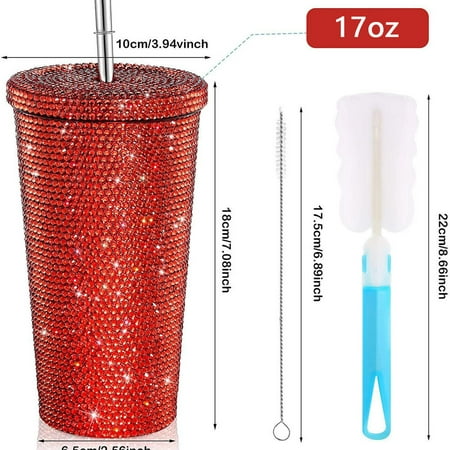 

Thermos portable diamond double stainless steel straws inside 304 outer 201 pure handmade cup women s gift