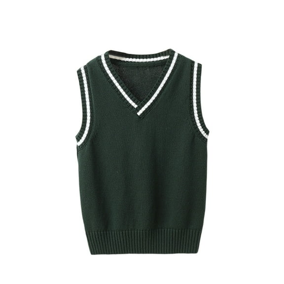 Knitted V Neck Sleeveless Pullover Sweater Vest for Boys and Girls Soft School Uniform Style Comfortable Fit