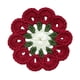 thumbnail image 2 of Posavasos de ganchillo hecho a mano para café y té, forma de flor rústica, redondo, tejido Blanco rojo, 2 of 9