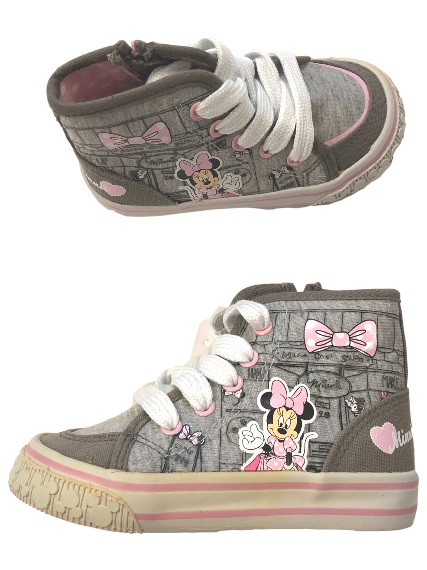 Disney Toddler Girls Gray Canvas Minnie Mouse HiTop