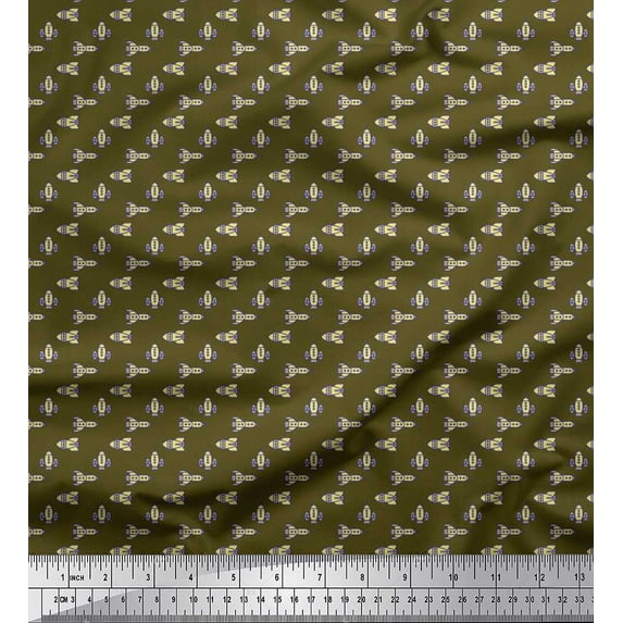 Soimoi Poly Georgette Fabric Rocket Shirting Printed Craft Fabric by The Yard 52 Inch Wide