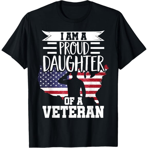 Proud Daughter of a Veteran Patriotic USA Flag Military Family Gift T-Shirt Retro American Pride Apparel