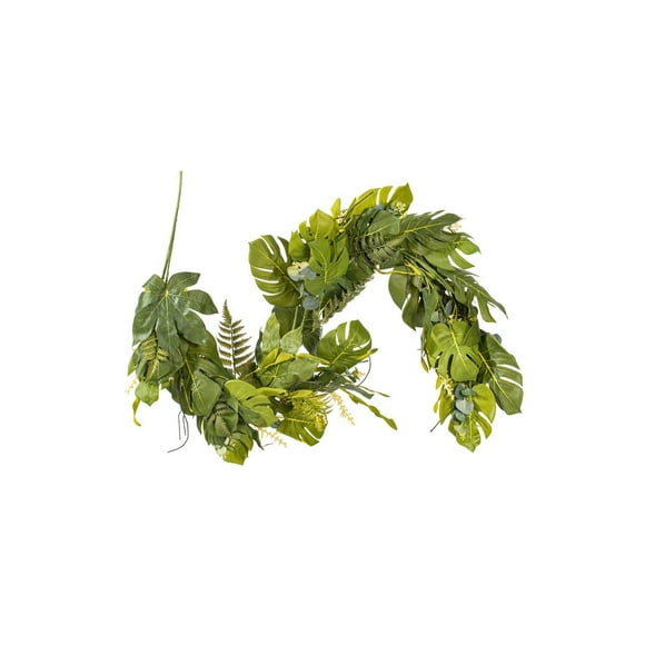 Guirnalda Vickerman verde con follaje selvático mixto, 180 cm