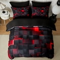 thumbnail image 3 of Flymme 3 Pieces Bedding Duvet Cover Set Queen Size Comforter Cover with Red Neon Light Pattern Modern Queen Duvet Cover Gift for Teen Men Bedroom Decor, 3 of 9