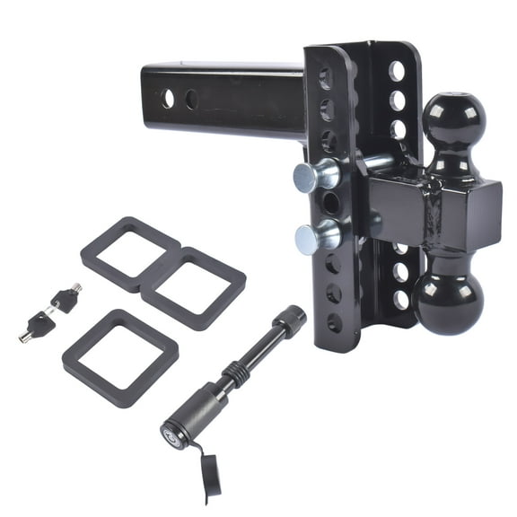 Mustrod Fits 2.5" Receiver Adjustable Trailer Tow Hitch 6" Drop/Rise 2" & 2-5/16" Ball 22000 LBS with Anti-Theft Pin