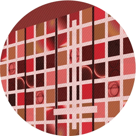 Ahgly Company Machine Washable Indoor Square Transitional Red Area Rugs, 3' Square
