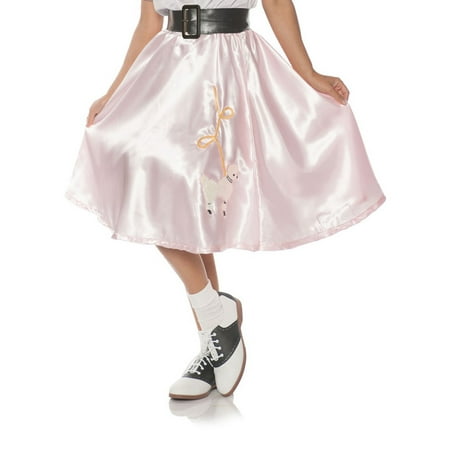 Pink Satin Womens Adult Costume 50S Sock Hop Poodle Skirt
