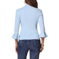 thumbnail image 3 of Suéter de punto delgado con cuello de tortuga y mangas acampanadas 3/4 para mujer Inspire Chic XL azul claro, 3 of 5