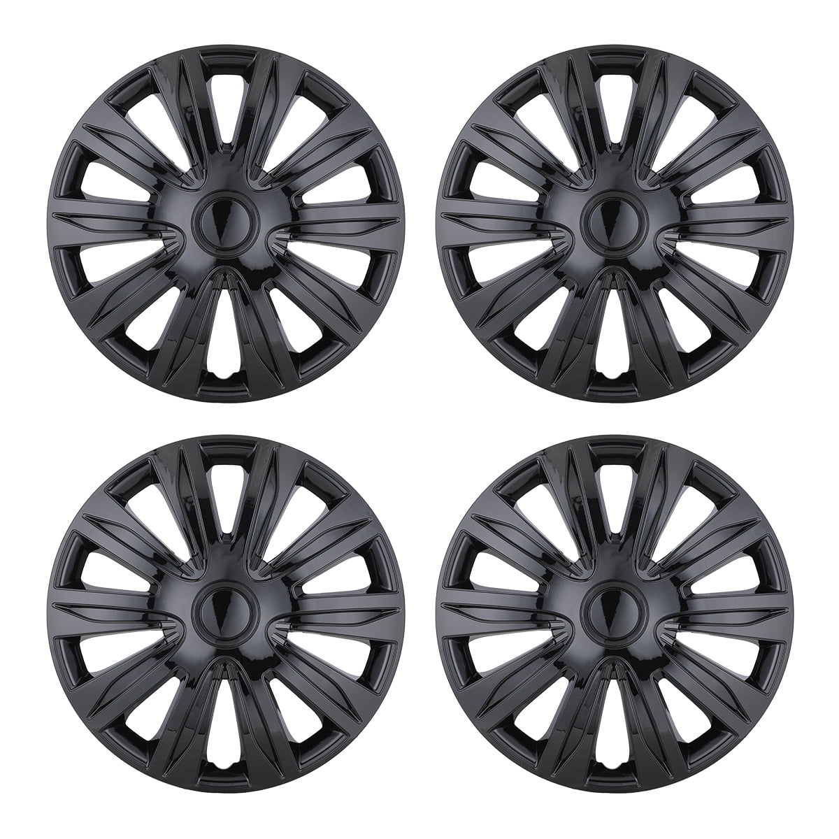 Set of 4 Hubcaps Wheel Cover Replacement 16" Hub Caps Universal Wheel Rim Cover ABS Material Exterior Accessories Snap On Car Truck SUV -16-Inch BLACK LACQUER