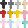 thumbnail image 3 of 24Pcs Cross Beads Silicone Beads Easter Holiday Small Pocket Crosses Black White Cross Charms Bead Tiny Pink Red Rubber Beads, 3 of 9