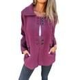 thumbnail image 2 of Zedker Fashion Button-Down Going Out Coats With Pockets Casual Long-Sleeved Jackets Comfy Flip Collar Tops For Women,Purple,XL, 2 of 6