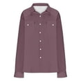 thumbnail image 4 of Puntoco Men's Cotton Linen Long Sleeve Shirt Solid Color Casual Tops Lapel Double Pocket Classic Shirt Purple XL(XL), 4 of 7